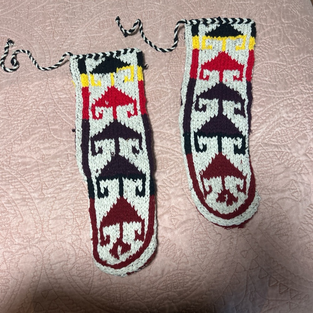 Handmade knitted boots